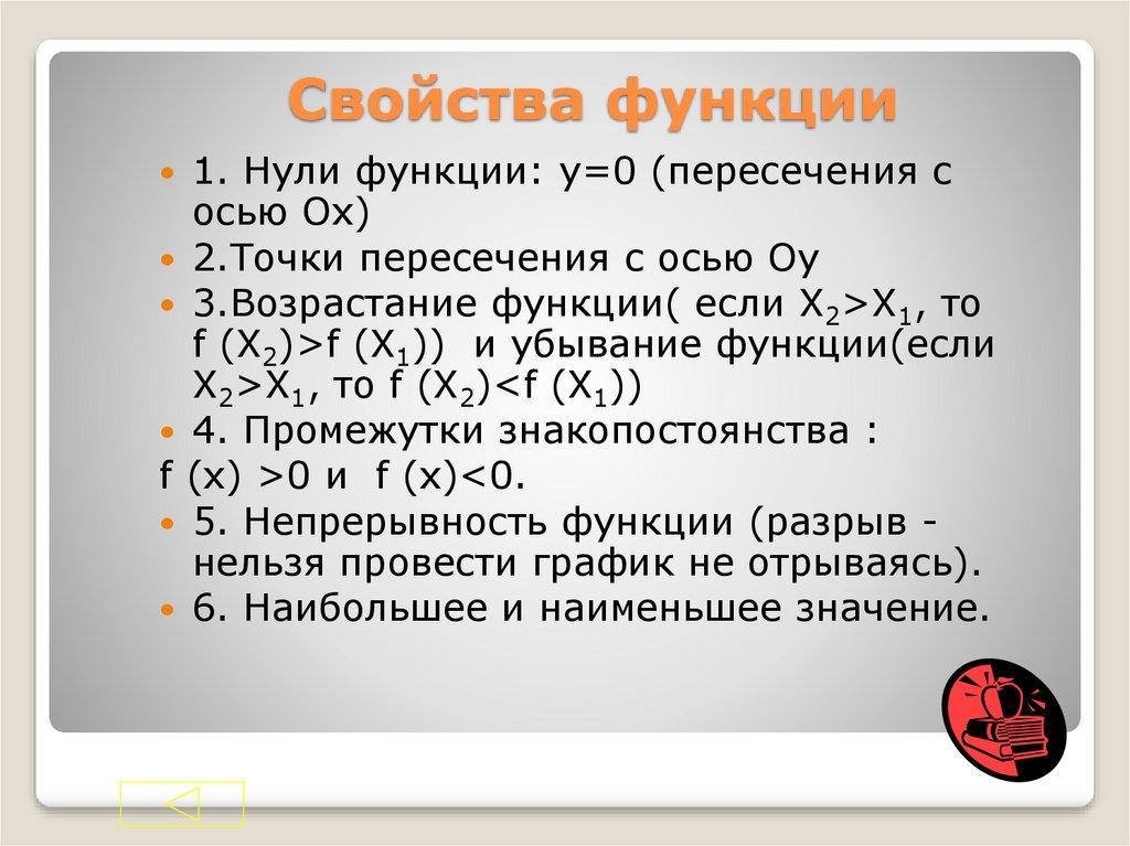 Свойства функции