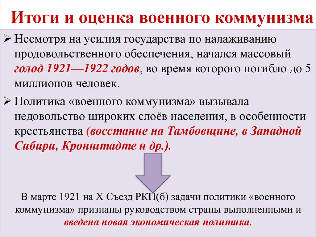 Итоги и оценка военного коммунизма