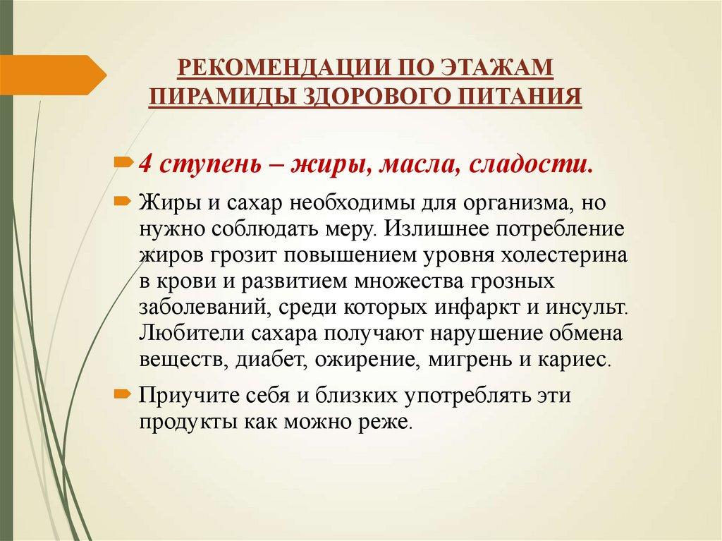 РЕКОМЕНДАЦИИ ПО ЭТАЖАМ ПИРАМИДЫ ЗДОРОВОГО ПИТАНИЯ