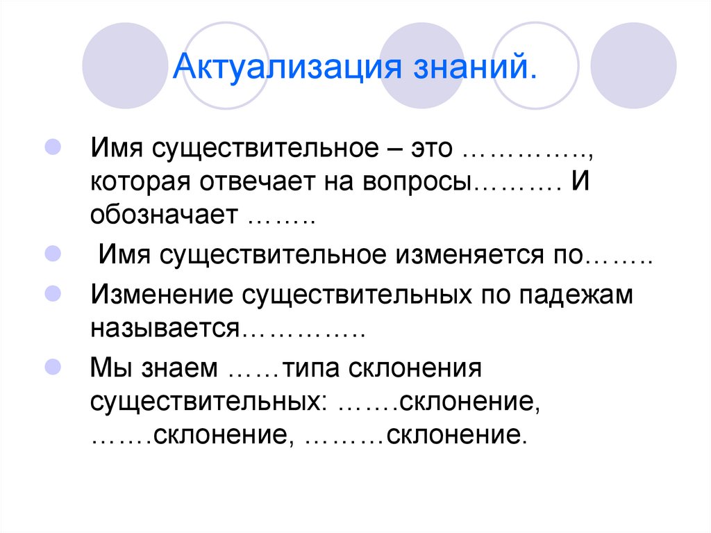 Актуализация знаний.