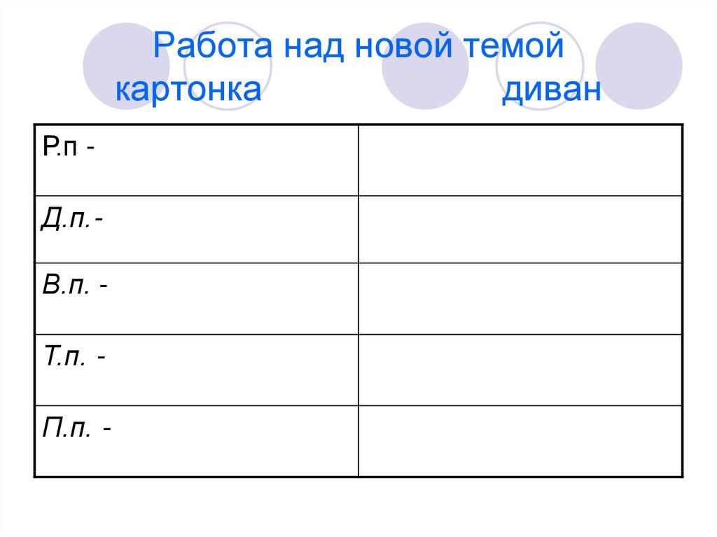 Работа над новой темой картонка диван