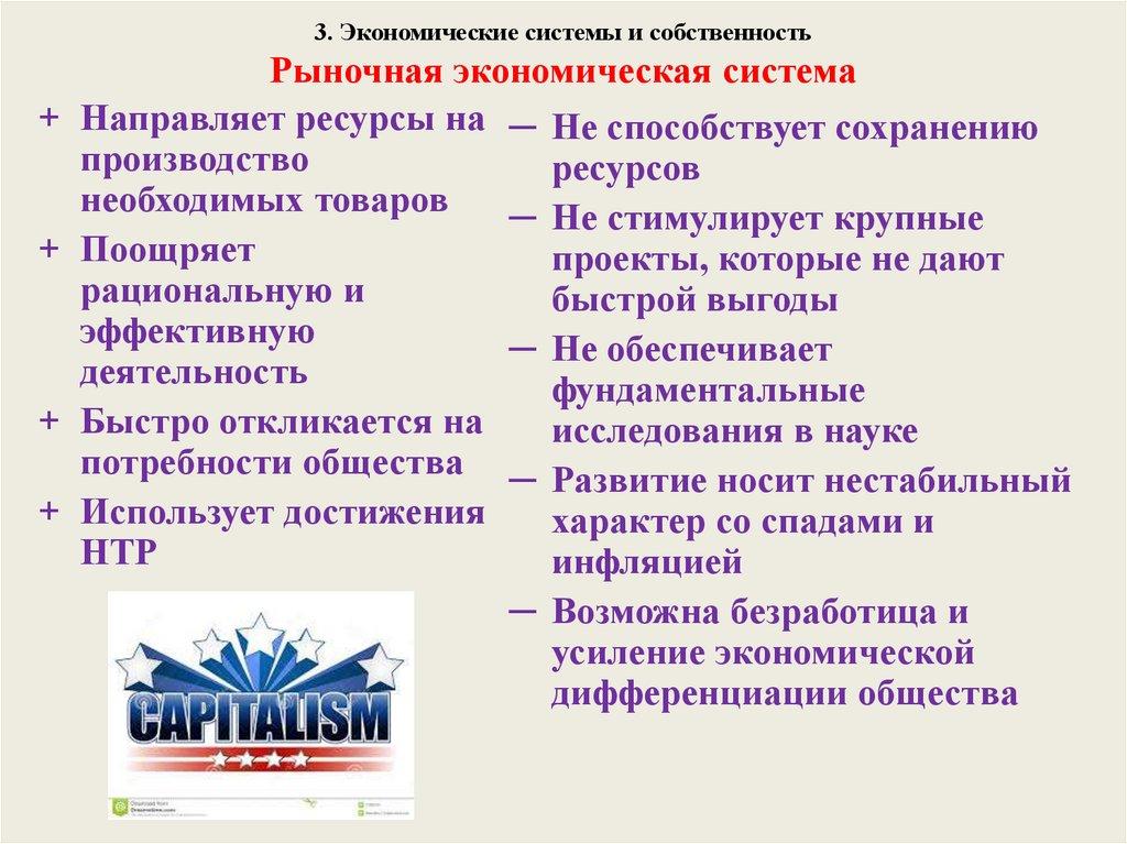 3. Экономические системы и собственность Рыночная экономическая система