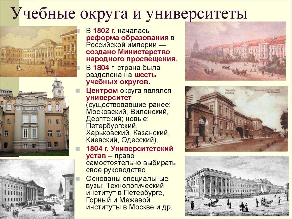 Учебные округа и университеты