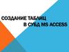 Создание таблиц в СУБД MS Access