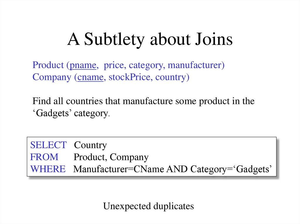 A Subtlety about Joins