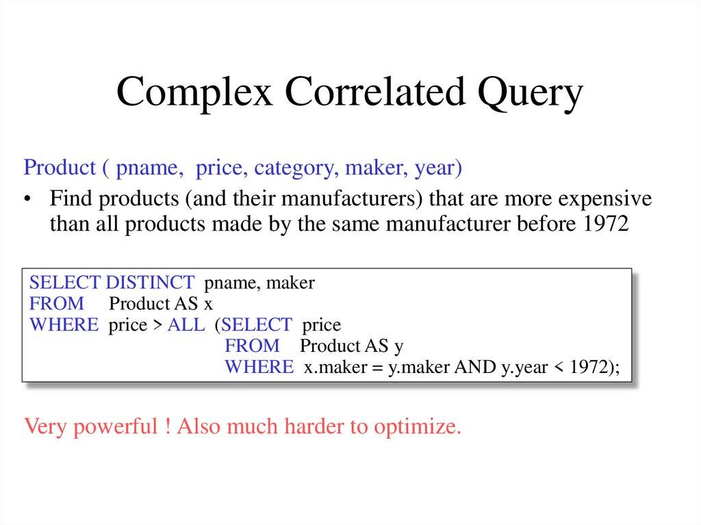 Complex Correlated Query