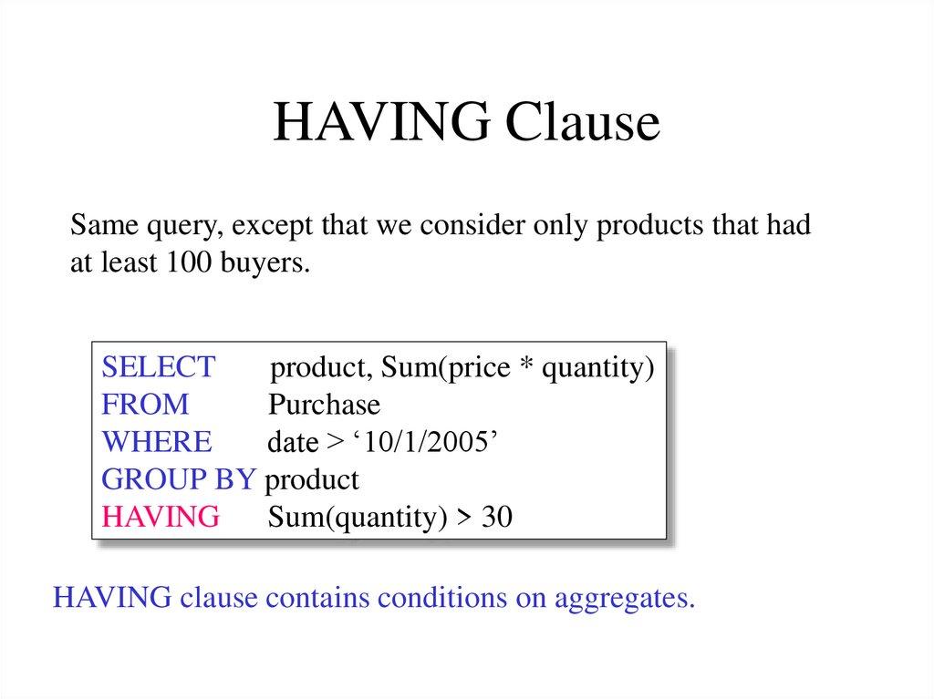 HAVING Clause