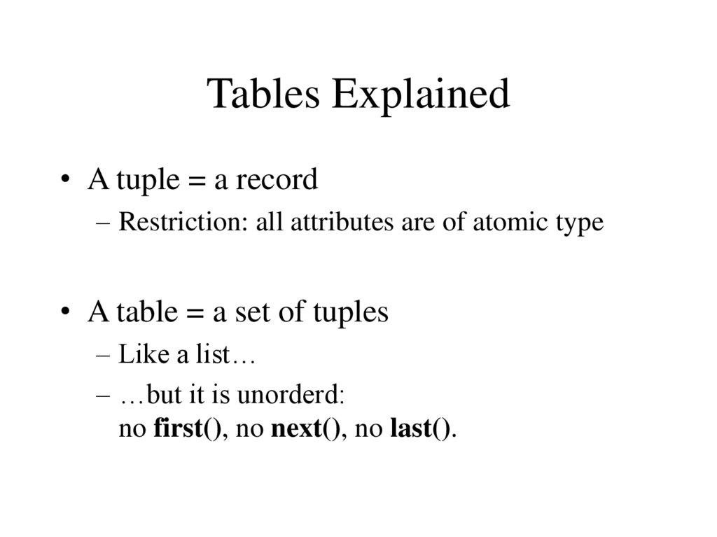 Tables Explained