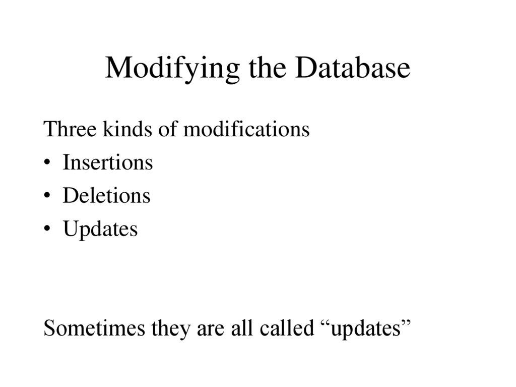 Modifying the Database