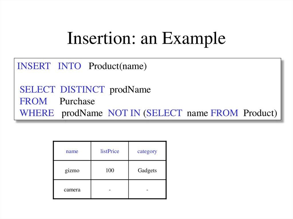 Insertion: an Example