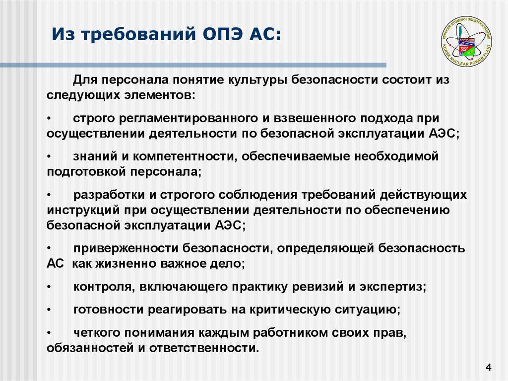 Из требований ОПЭ АС: