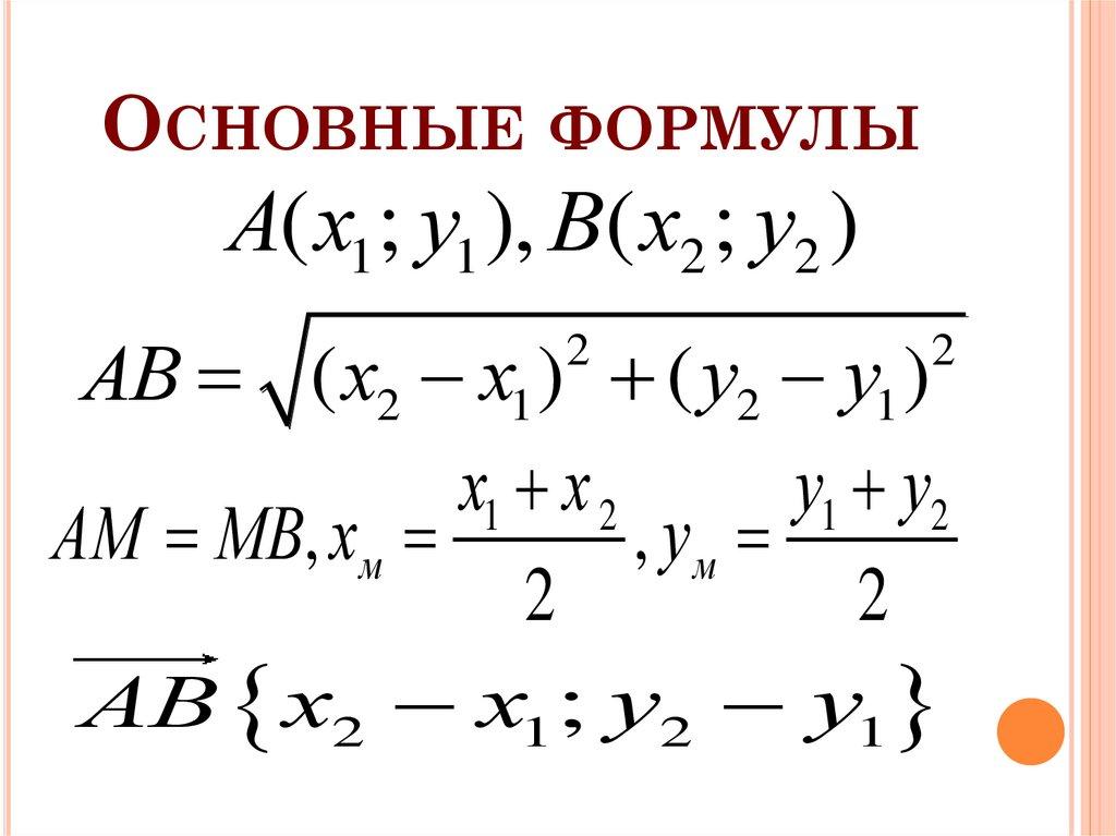 Основные формулы