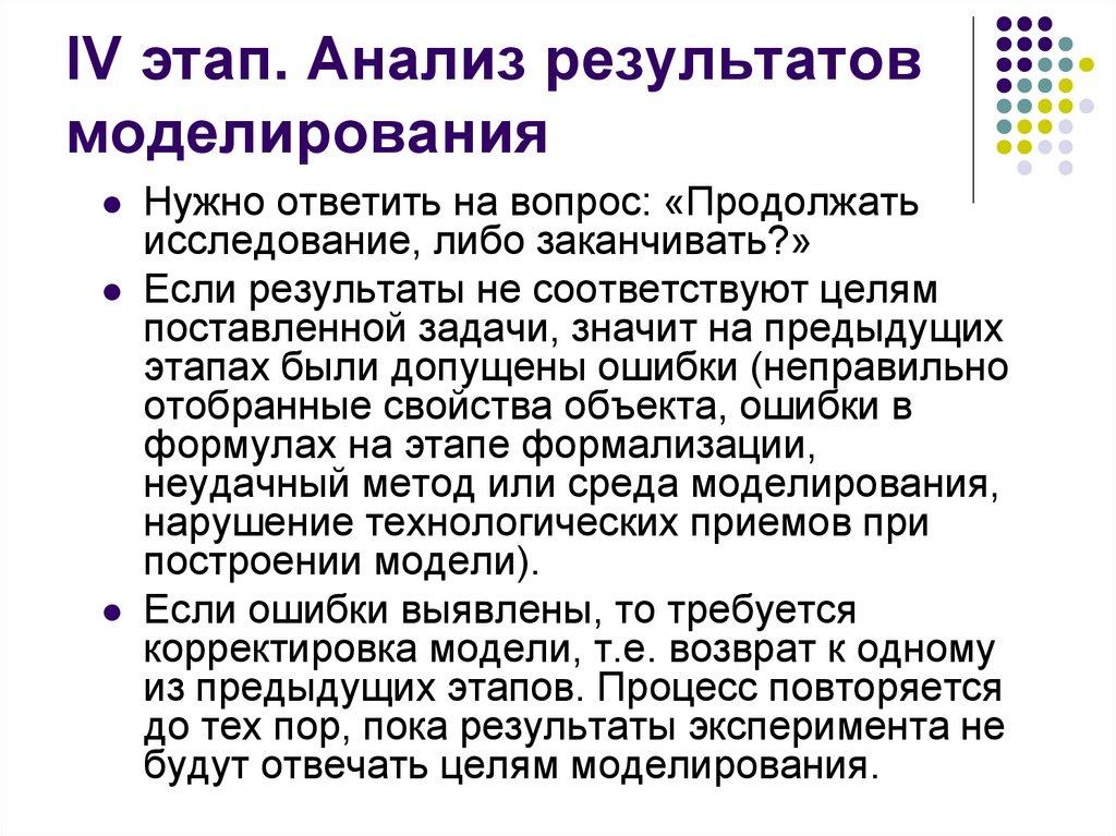 IV этап. Анализ результатов моделирования