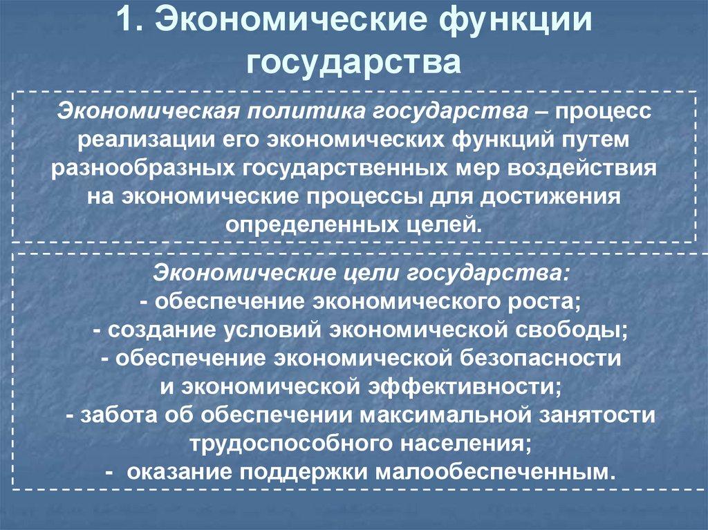 1. Экономические функции государства