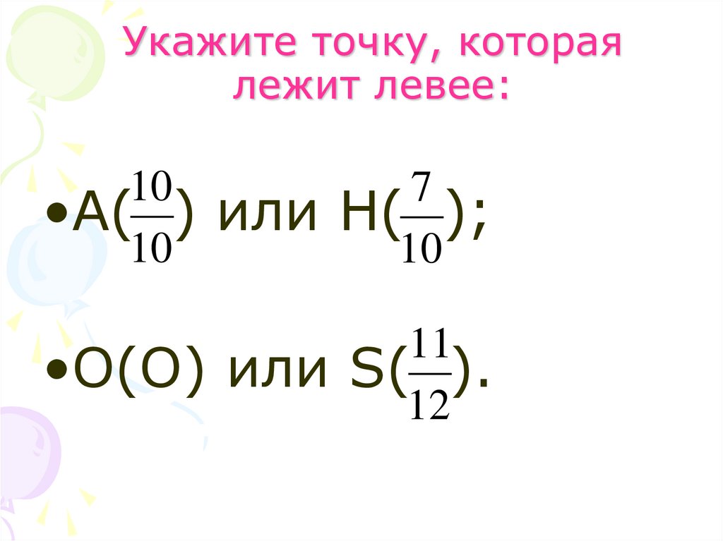 Укажите точку, которая лежит левее: