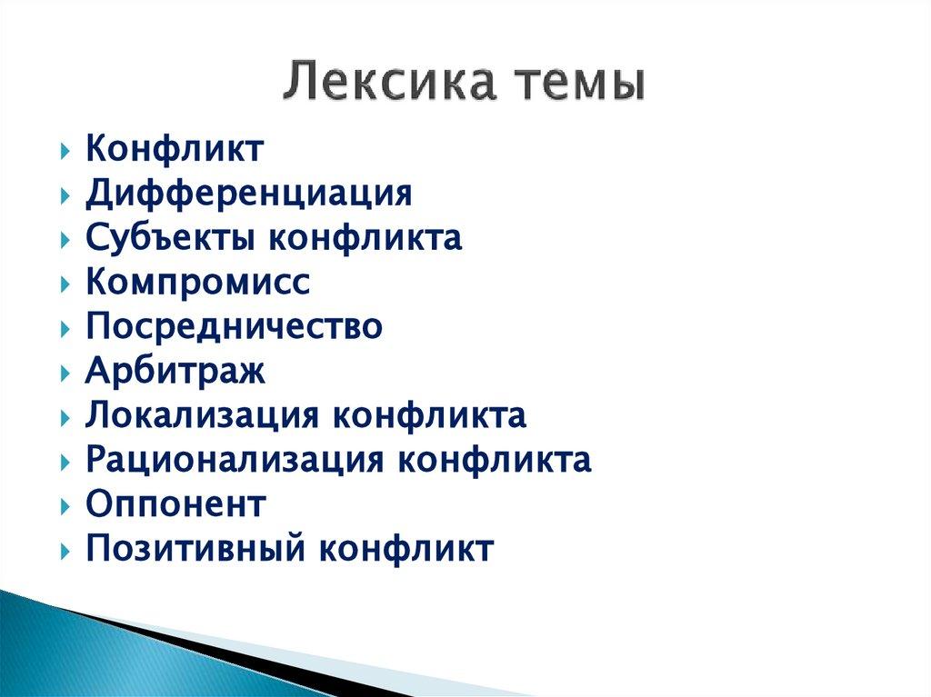 Лексика темы