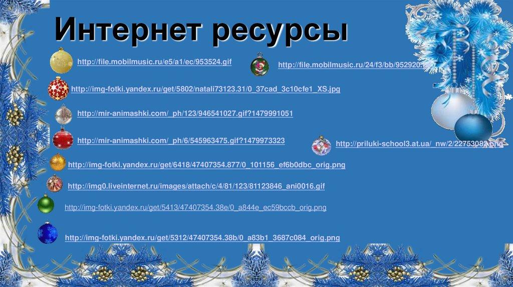 Интернет ресурсы