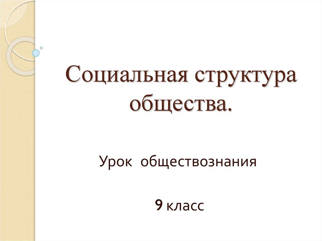 Социальная структура общества.