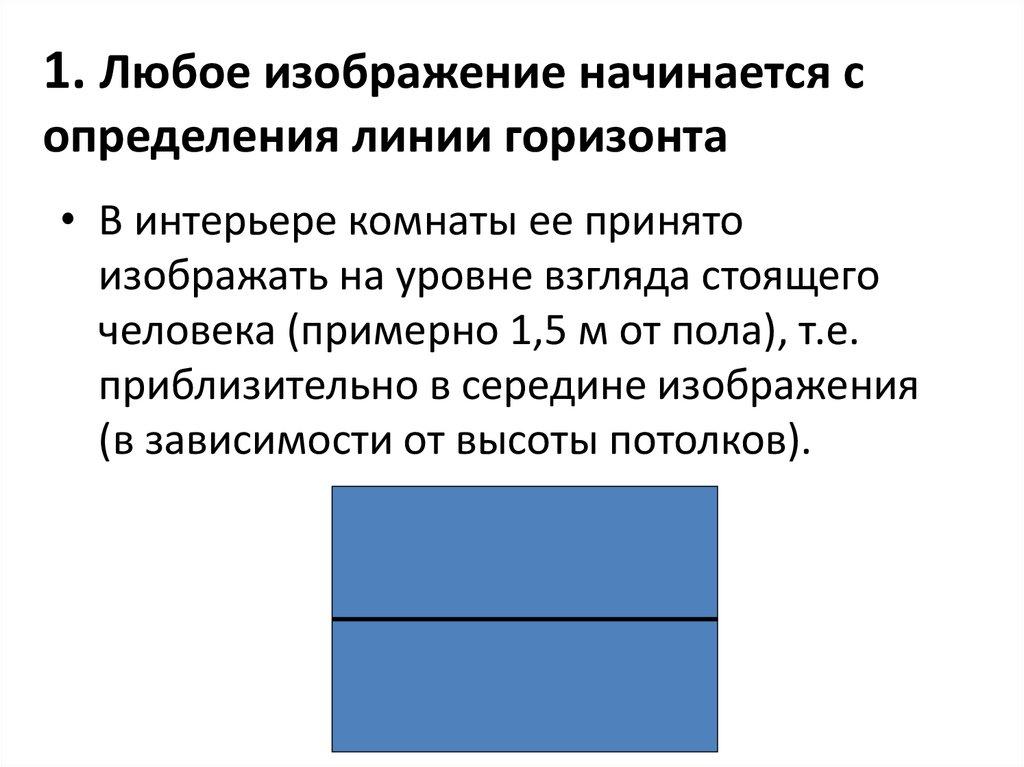 1. Любое изображение начинается с определения линии горизонта