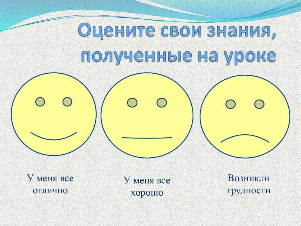 Оцените свои знания, полученные на уроке