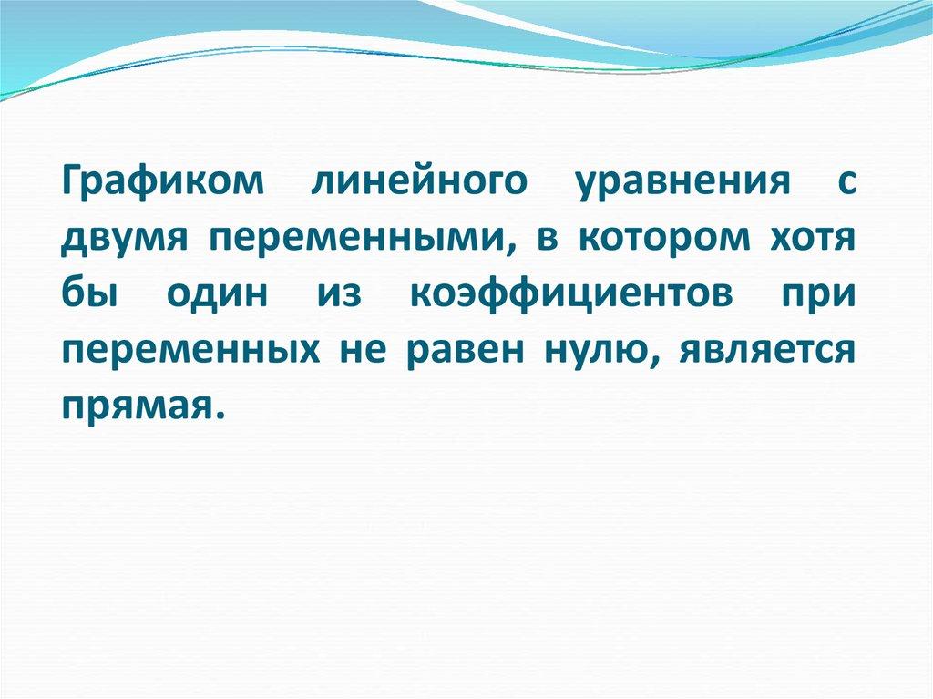 Графиком линейного уравнения с двумя переменными, в котором хотя бы один из коэффициентов при переменных не равен нулю,