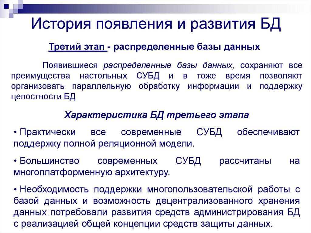 История появления и развития БД