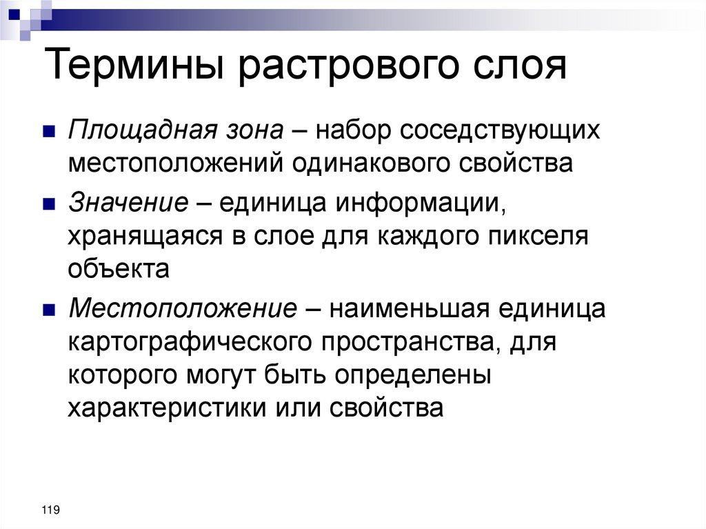 Термины растрового слоя