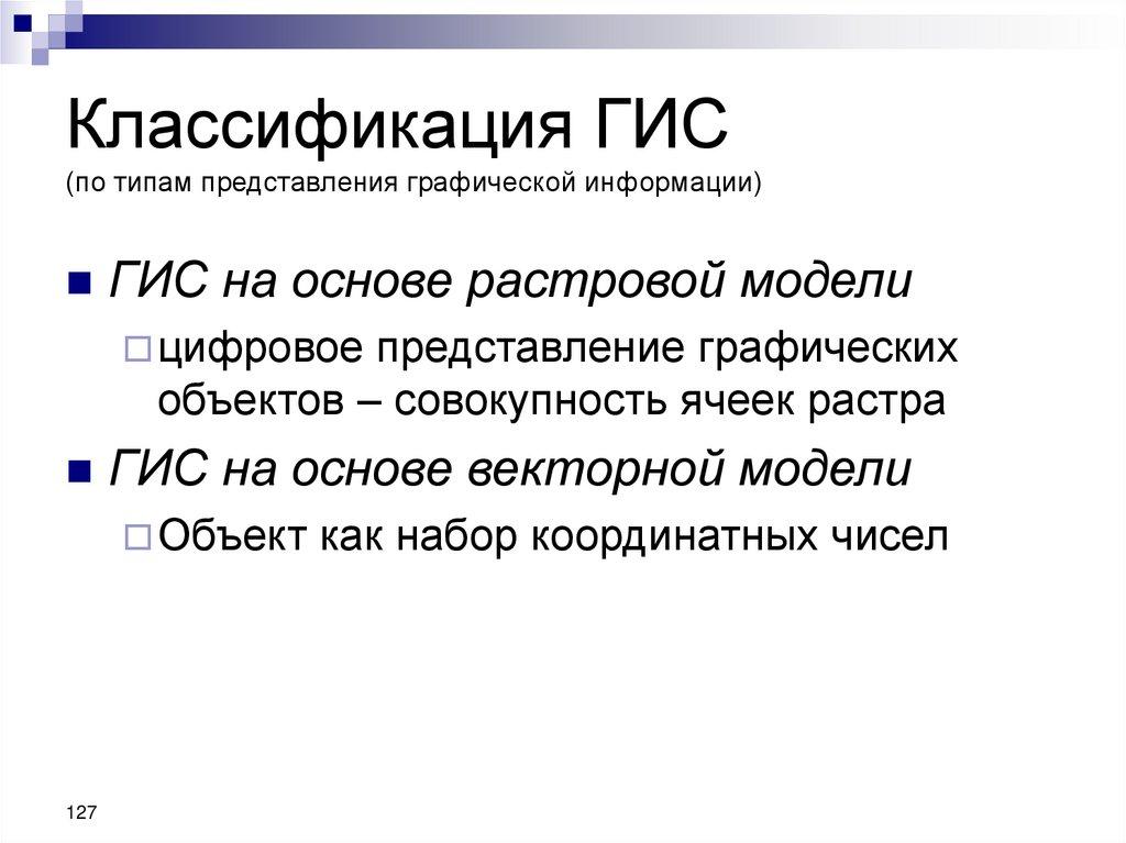 Классификация ГИС (по типам представления графической информации)
