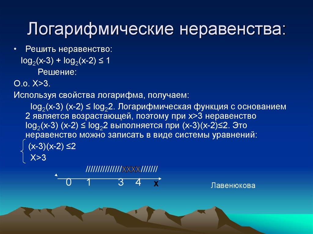 Логарифмические неравенства: