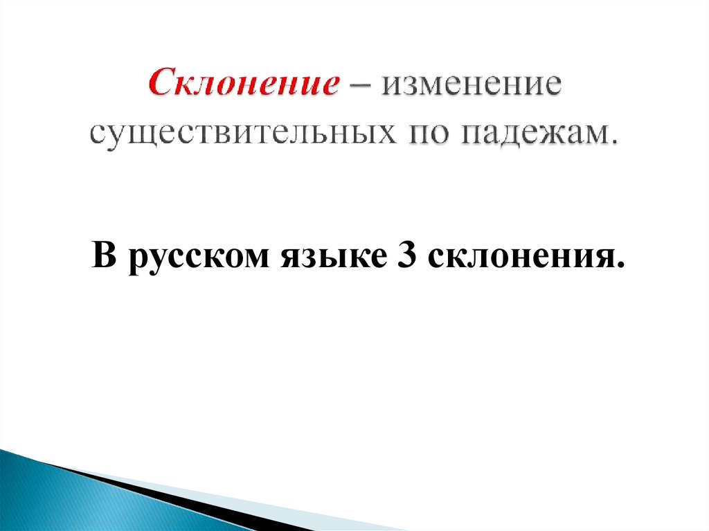 Склонение – изменение существительных по падежам.