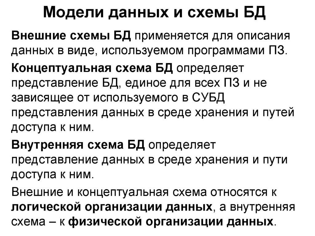 Модели данных и схемы БД