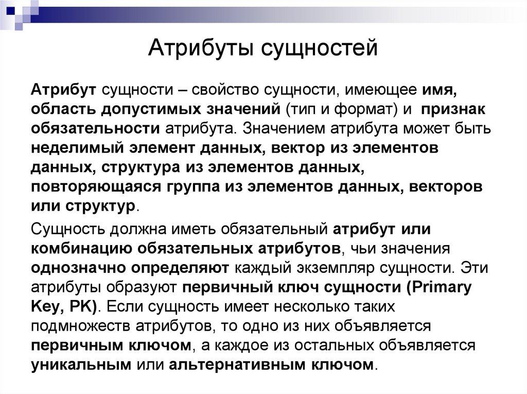 Атрибуты сущностей