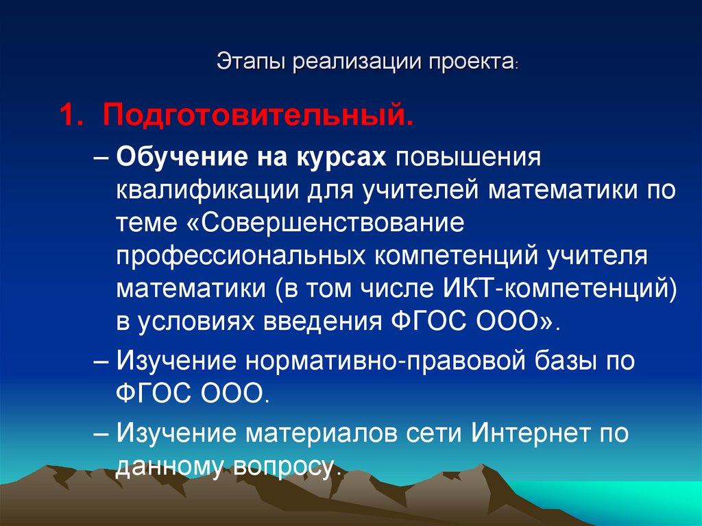 Этапы реализации проекта: