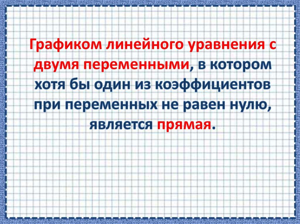 Графиком линейного уравнения с двумя переменными, в котором хотя бы один из коэффициентов при переменных не равен нулю,