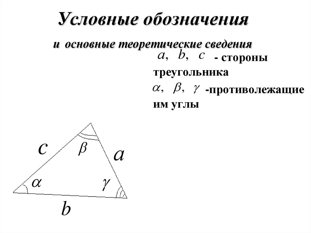 Условные обозначения и основные теоретические сведения