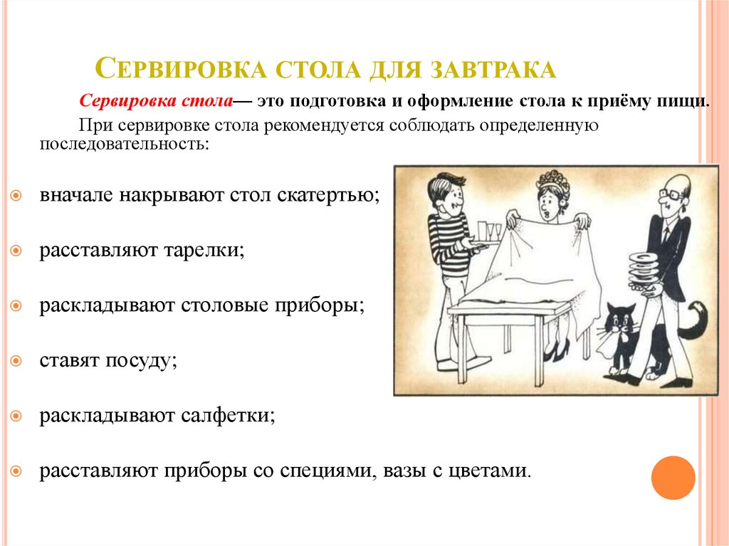 Сервировка стола для завтрака