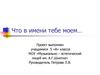 Что в имени тебе моем… Проект