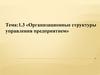 Организационные структуры управления предприятием. Тема 1.3
