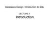 Databases Design. Introduction to SQL  (lecture 1)