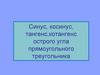 Синус, косинус, тангенс,котангенс острого угла прямоугольного треугольника